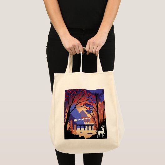 Twilight Forest Kerstmis Kerstman slee Tote Bag (Voorkant (product))