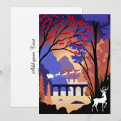 Twilight Forest Kerstmis Santa slee Aankondiging (Voorkant / Achterkant)