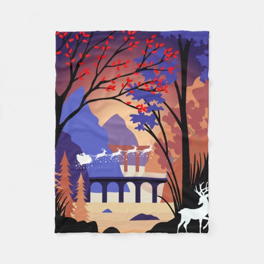 Twilight Forest Kerstmis Santa slee Fleece Deken (Voorkant)