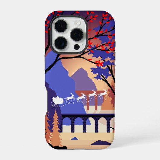 Twilight Forest Kerstmis Santa slee iPhone Hoesje (Achterkant)