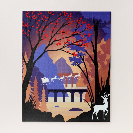Twilight Forest Kerstmis Santa slee Legpuzzel (Verticaal)