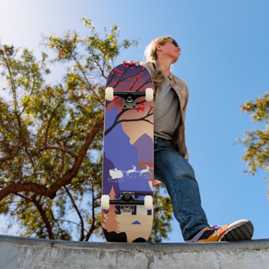 Twilight Forest Kerstmis Santa slee Persoonlijk Skateboard (Buiten 1)