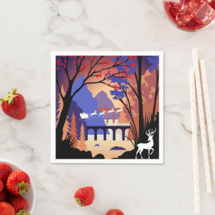 Twilight Forest Kerstmis Santa slee Servet