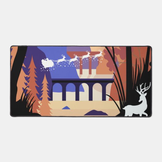 Twilight Forest Kerstmis Sinterklaas slee Bureaumat (Voorkant)