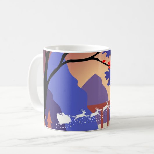 Twilight Forest Kerstmis Sinterklaas slee Koffiemok (Voorkant links)