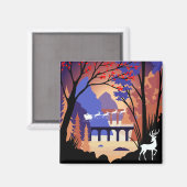 Twilight Forest Kerstmis Sinterklaas slee Magneet (Voorkant / Achterkant)