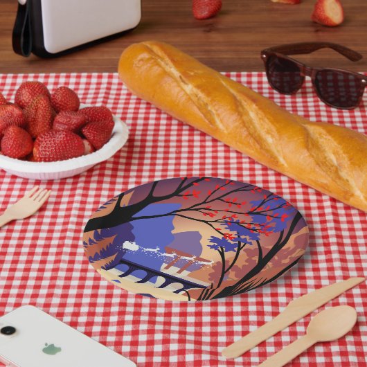 Twilight Forest Kerstmis Sinterklaas slee Papieren Bordje (Picknick)