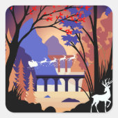 Twilight Forest Kerstmis Sinterklaas slee Vierkante Sticker (Voorkant)