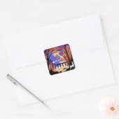 Twilight Forest Kerstmis Sinterklaas slee Vierkante Sticker (Envelop)