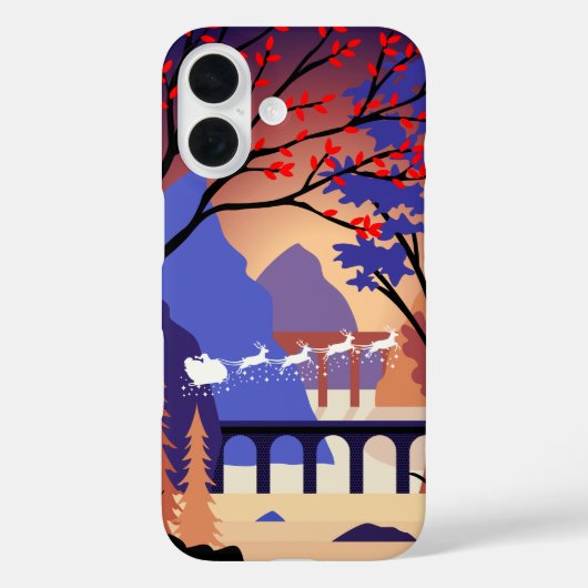 Twilight Forest Kerstmis Sleigh van de Kerstman Case-Mate iPhone Case (Achterkant)