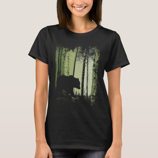 Twilight Forest Outdoor Romantic Grizzly Bear Silh T-shirt (Voorkant)