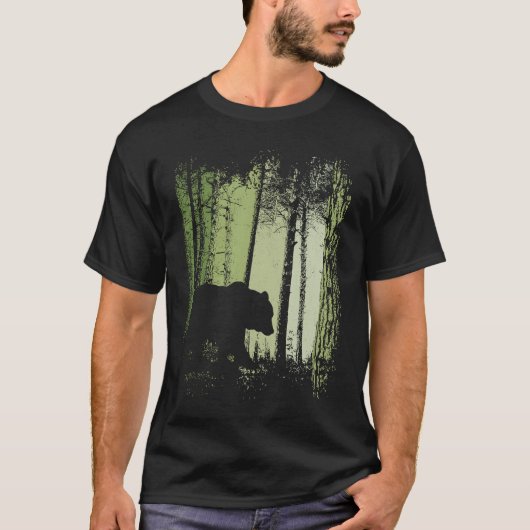 Twilight Forest Outdoor Romantic Grizzly Bear Silh T-shirt (Voorkant)