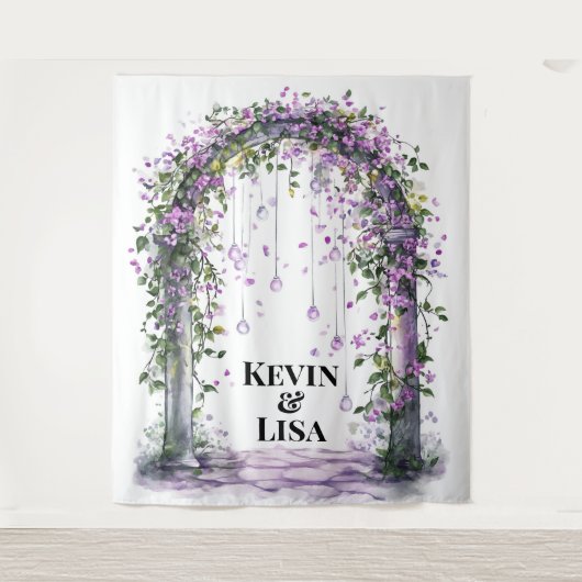 Twilight Garden Arch Wedding Achtergrond Wandkleed (Voorkant)