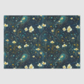 Twilight Garden Navy Blue, Goud Bloemen Decoupage Tissuepapier (Voorkant)
