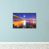Twilight, George Washington BridgePalisades, NJ. Canvas Afdruk (Insitu (Houten vloer))