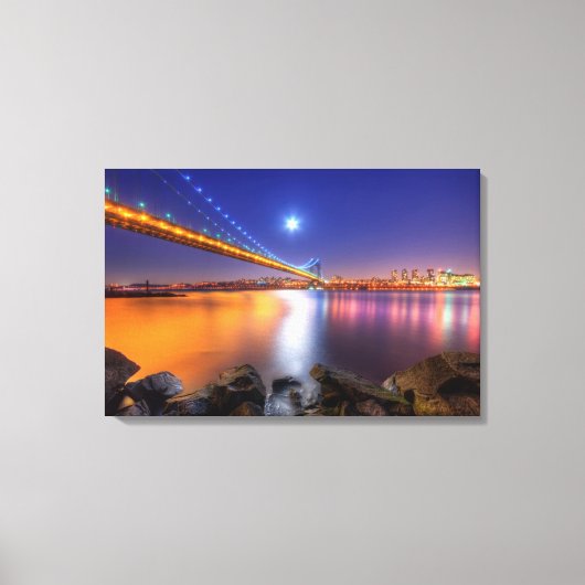 Twilight, George Washington BridgePalisades, NJ. Canvas Afdruk (Voorkant)