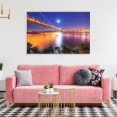 Twilight, George Washington BridgePalisades, NJ. Canvas Afdruk (Insitu (Woonkamer))