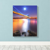 Twilight, George Washington BridgePalisades, NJ. Canvas Afdruk (Insitu (Houten vloer))