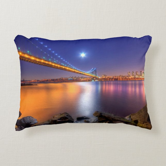Twilight, George Washington BridgePalisades, NJ. Decoratief Kussen (Voorkant)