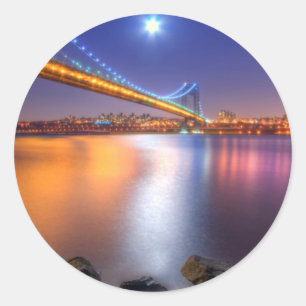 Twilight, George Washington BridgePalisades, NJ. Ronde Sticker