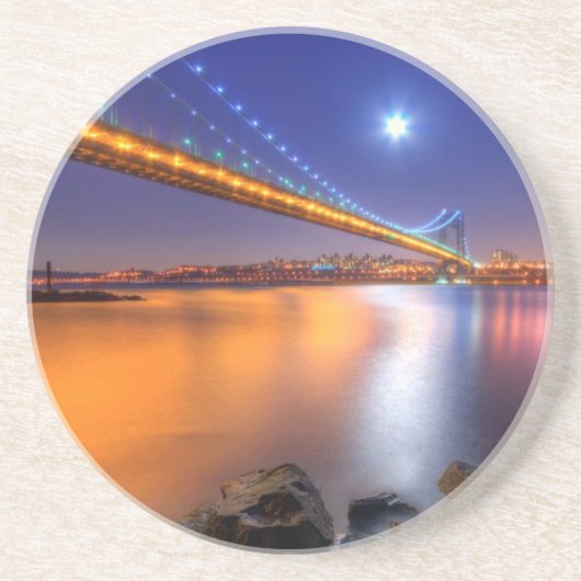 Twilight, George Washington BridgePalisades, NJ. Zandsteen Onderzetter (Voorkant)