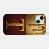 💎 Twilight Glitter T Monogram Drip Luxe iPhone 15 Case (Achterkant horizontaal)