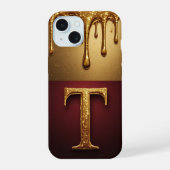 💎 Twilight Glitter T Monogram Drip Luxe iPhone 15 Case (Achterkant)