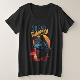 Twilight Guardian: Blauwe wolf bij zonsondergang Grote Maat T-shirt