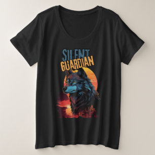 Twilight Guardian: Blauwe wolf bij zonsondergang Grote Maat T-shirt