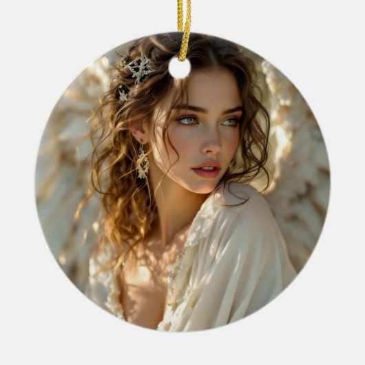 Twilight Guardian - Engel van vergulde vleugels Keramisch Ornament (Voorkant)