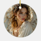 Twilight Guardian - Engel van vergulde vleugels Keramisch Ornament (Achterkant)