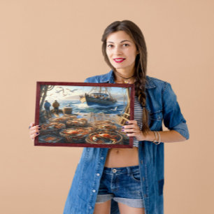 Twilight Harvest Vissers verzamelen krabben 16x12 Poster