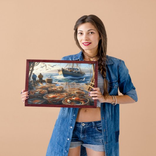 Twilight Harvest Vissers verzamelen krabben 16x12 Poster