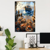 Twilight Harvest Vissers verzamelen krabben 24x36 Poster (Thuiskantoor)