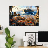 Twilight Harvest Vissers verzamelen krabben 36x24 Poster (Thuiskantoor)