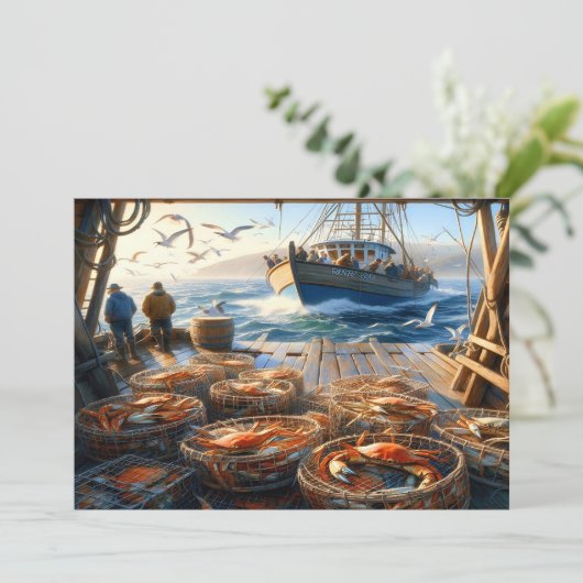Twilight Harvest vissers verzamelen krabben Bedankkaart (Staand voorkant)