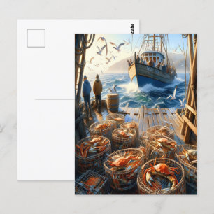 Twilight Harvest vissers verzamelen krabben Briefkaart