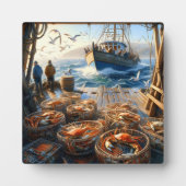 Twilight Harvest vissers verzamelen krabben Fotoplaat (Voorkant)