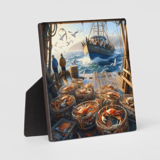 Twilight Harvest vissers verzamelen krabben Fotoplaat (Voorkant)