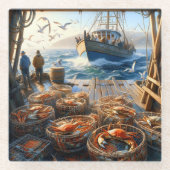 Twilight Harvest vissers verzamelen krabben Glazen Onderzetter (Voorkant)