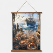 Twilight Harvest vissers verzamelen krabben Hangend Wandkleed (Voorkant)