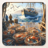 Twilight Harvest vissers verzamelen krabben Kartonnen Onderzetters (Voorkant)