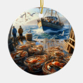 Twilight Harvest vissers verzamelen krabben Keramisch Ornament (Voorkant)