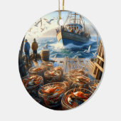 Twilight Harvest vissers verzamelen krabben Keramisch Ornament (Links)