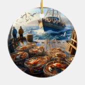 Twilight Harvest vissers verzamelen krabben Keramisch Ornament (Achterkant)