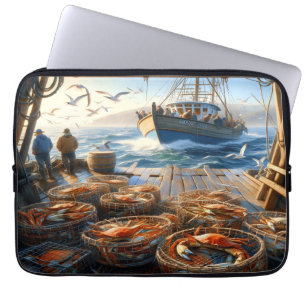 Twilight Harvest vissers verzamelen krabben Laptop Sleeve