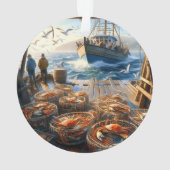 Twilight Harvest vissers verzamelen krabben Ornament (achterkant)