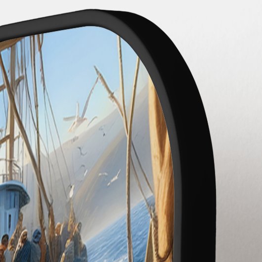 Twilight Harvest vissers verzamelen krabben Pickleball Paddle (Links Detail)