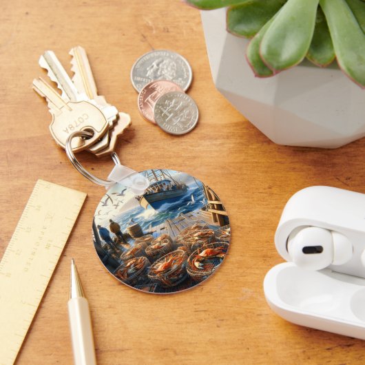 Twilight Harvest vissers verzamelen krabben Sleutelhanger (Bureau)
