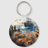 Twilight Harvest vissers verzamelen krabben Sleutelhanger (Achterkant)